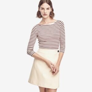 White and Rust Striped Tee by Ann Taylor